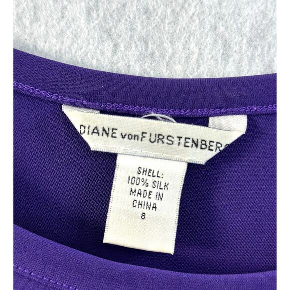 Diane von Furstenberg Size 8 Dress Midi Knee-Length 100% Silk Designer Purple - Picture 3 of 6